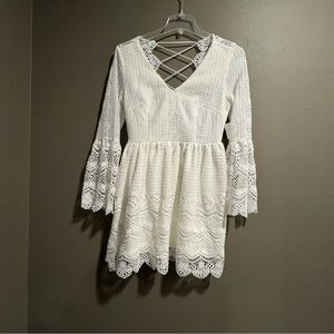 Jaus V Neck Back Cross Strap Lace Romania Dress Size Medium